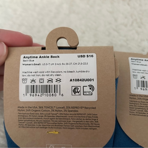 Allbirds Anytime Ankle Socks Basin Blue Women’s Small Size 5-7 NEW 2 Pack - Picture 3 of 3